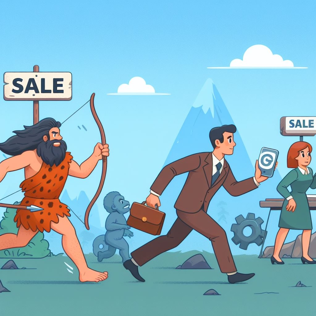 Cave Man Hunting and Salesman Closing